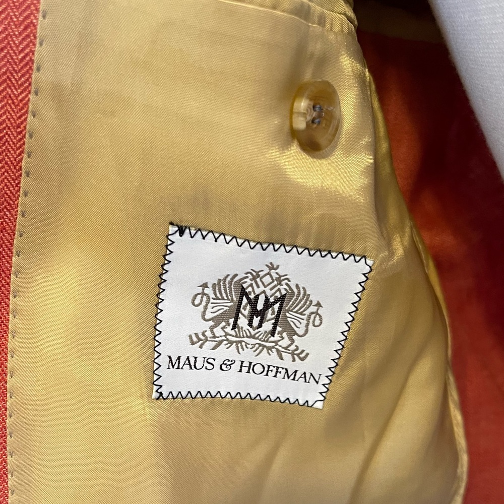 Maus & Hoffman Orange 100% Linen Blazer Sports Coat 42 Tall - Picture 13 of 16
